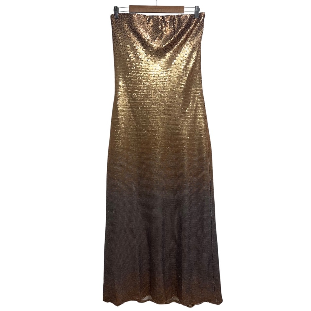 NEW NWT Show Me Your Mumu Taylor Strapless Tube Maxi Dress In Gold Ombre Sequins - Picture 3 of 12